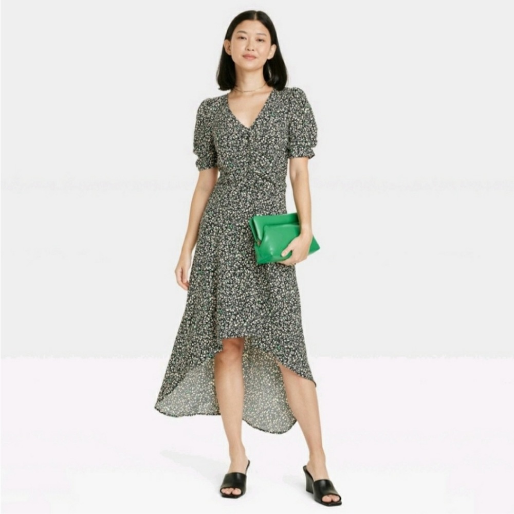 A New Day Women's Crepe Short Sleeve Midi Dress XS - Picture 2 of 7